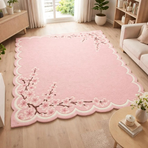 Tappeto lana rosa - tappeto, fiori