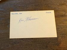 Ken Wharram Chicago Black Hawks autografo firmato Hockey 3x5 scheda indice