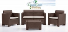 Divano due sedute con Poltrone e Tavolino/Salotto/ per Esterno/Giardino Marrone