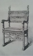 Acqua Forte Poltrona Legno Lavorato Lavoro Veneziano Xvième Sauvageot Louvre