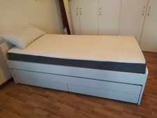 letto con cassetti, secondo letto estraibile, 2 materassi