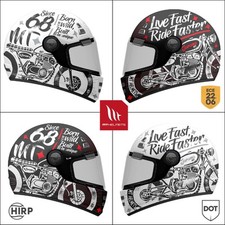 Casco moto MT Jarama Art retrò integrale vintage nero rosso bianco