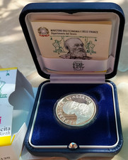 5 EURO 200°  NASCITA  ANTONIO MEUCCI  2008 ARGENTO FONDO SPECCHIO