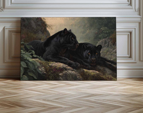 Arte tela giaguaro nero - su,