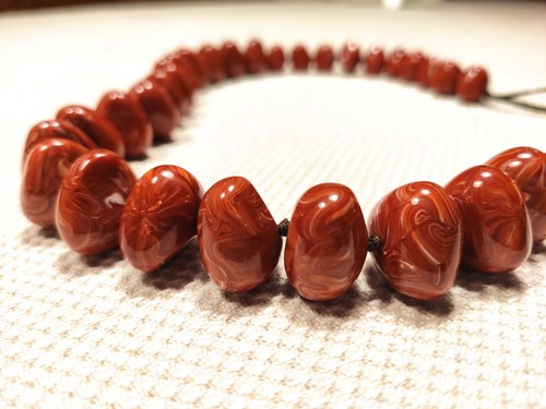 Collana vintage perle - perle, rosso