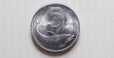 ITALIA 5 LIRE DELFINO 1969 DIFETTO DI CONIO - RARO .