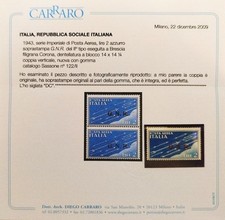 Regno, splendido 2Lire posta aerea 12/1943.Fotocopia autenticata certi.Carraro.