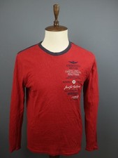 T-shirt pullover manica lunga girocollo cotone rosso Aeronautica Militare taglia L