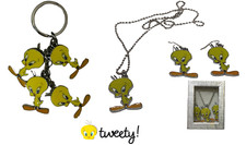 PORTACHIAVI ORECCHINI COLLANA TITTI METAL KEYCHAIN EARRING NECKLACE TWEETY .