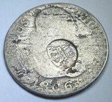 Moneta antica 2 reales argento spagnolo 1887 Azzorre 300 riso contromarchio 1806
