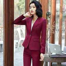 Tailleur completo donna rosso giacca a manica lunga e pantalone slim cod 7153