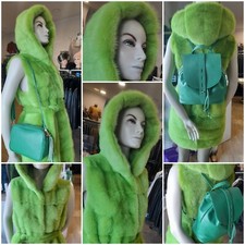 GILET IN VISONE VERDE MELA
