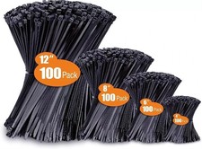 Fascette stringicavo zip misure assortite (4”+6”+8”+12”) nylon nero resistenti ai raggi UV