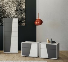 GRUPPO LETTO SETTIMINO+2 COMODINI MANIGLIA DIAGONALE IN LEGNO LACCATO/NOBILITATO