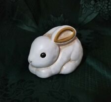 THUN ® BOZEN CONIGLIO BIANCO E ORO 10 Cm FUORI PRODUZIONE VINTAGE ANNI '80 RARO