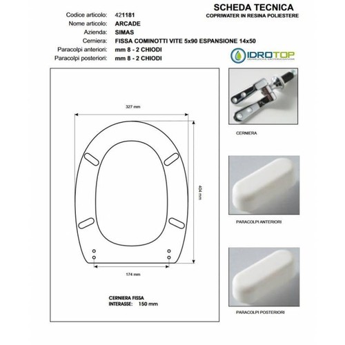 Copriwater simas arcade - arcade, bianco