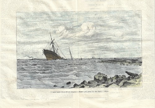 Stampa antica genova - genova, veliero