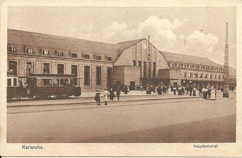 Cartolina karlsruhe stazione - karlsruhe,