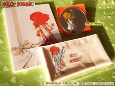 ? HOLLY HOBBIE Vintage collezione 1980 Quaderno + Astuccio tela + Specchietto