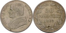 Vaticano 20 Baiocchi 1865 Pio
