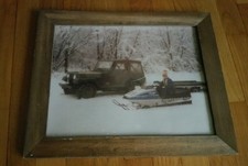 VINTAGE 60'S JEEP WRANGLER SNO JET SNOWMOBILE photo picture 17X14 ART RETRO 