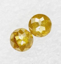 0,58CT 3,70 MM Diamante Giallo Fancy Rotondo Taglio Rosa Naturale Sciolto