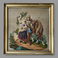 Grande Quadro A Mezzo Punto Con Cornice In Legno Dorato 104x104 Cm