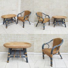 SET DA GIARDINO O TERRAZZA SEDIA + TAVOLINO IN GIUNCO CURVATO VIMINI INTRECCIATO