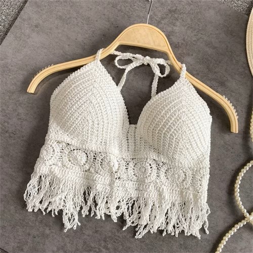 Top bralette bianco fatto - , a