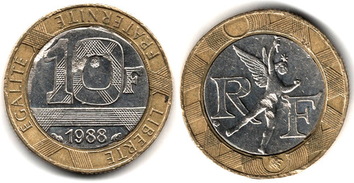 Francia francs 1988 - francia, 10