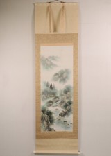 Rotolo giapponese da appendere dipinto a mano 'Paesaggio colorato' KAKEJIKU di Shunsen