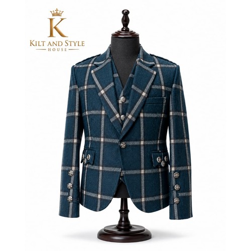 Giacca gilet argyle blu - e,