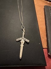 CIONDOLO SPADA DRAGO ARGENTO STERLING CON CATENA 