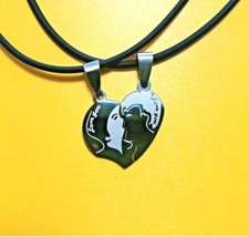 Doppia Collana Ciondolo Acciaio Cuore spezzato Uomo Donna S. Valentino Fidanzati