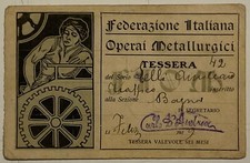 BAGNOLI NAPOLI FIOM FEDERAZIONE ITALIANA OPERAI METALLURGICI  TESSERA POLITICA