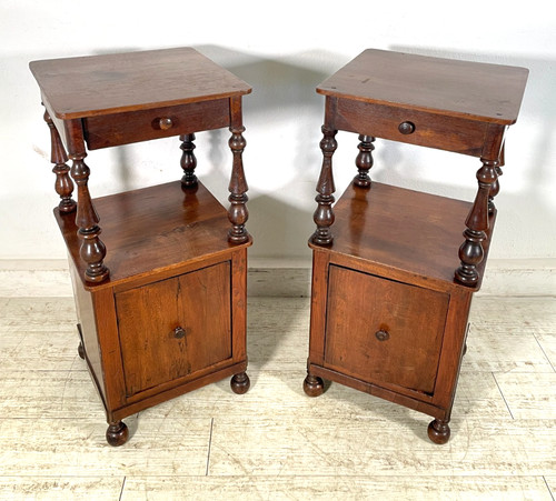 Antica coppia comodino legno - comodino,