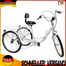 Bicicletta Pieghevole Triciclo per Adulti 24 Pollici 7 Velocità 3 Ruote Bicicletta con Cestino della Spesa