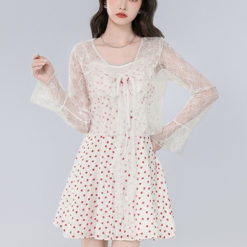 Donna floreale pizzo camicia - floreale,