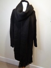 CARDIGAN/CAPPOTTO LUNGO ZARA MARRONE MAGLIA GROSSA CON SCIARPA STACCABILE - TAGLIA SMALL