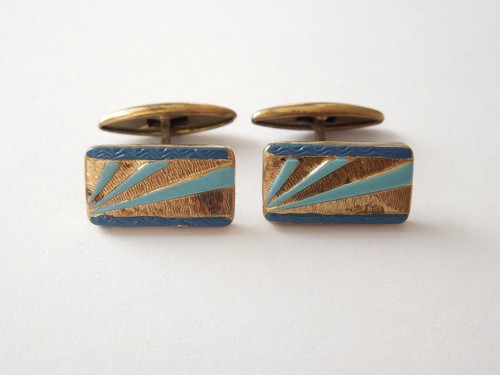 Gemelli vintage email dorato - gemelli,