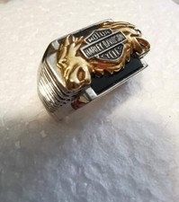 HARLEY DAVIDSON ANELLO originale vintage argento 925 e oro 24 carati