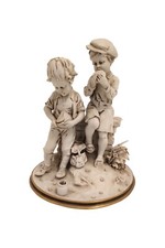 SCULPTURE in BISCUIT PORCELAIN by Benacchio - Children having a snack - Triade
