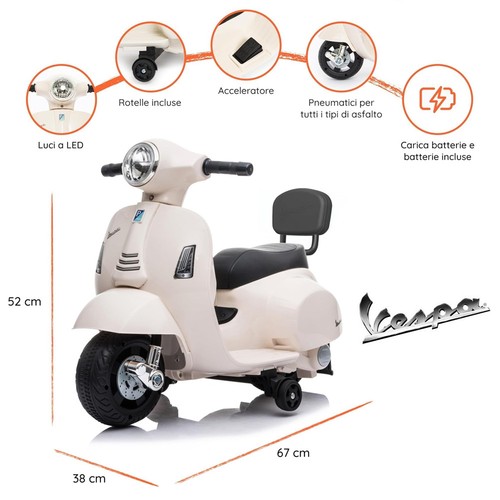 Mini vespa bianca elettrica - mini, 6v