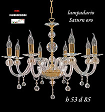 LAMPADARIO CRISTALLO 8 LUCI SATURN ORO SOSPENSIONE ARTIGIANALE ITALIANO