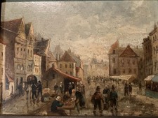 Bella Pittura Olio Legno Scena