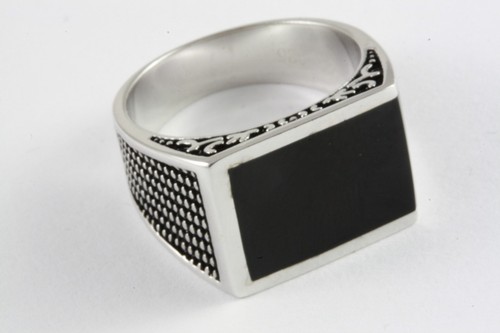 Anello uomo nero pietra - anello,