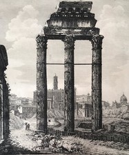 Luigi Rossini / Bartolomeo Pinelli acquaforte originale - Tempio di Giove 1821