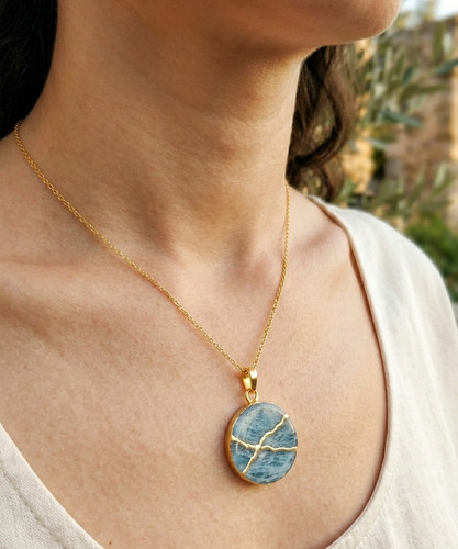 Collana acquamarina kintsugi - collana,