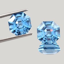 11X11 MM AAA Gemma Acquamarina Naturale Blu Cielo Taglio Asscher Coppia Abbinata