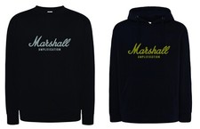 Felpa Marshall Amplification Nera Cappuccio o Girocollo Oro o  Argento Musica